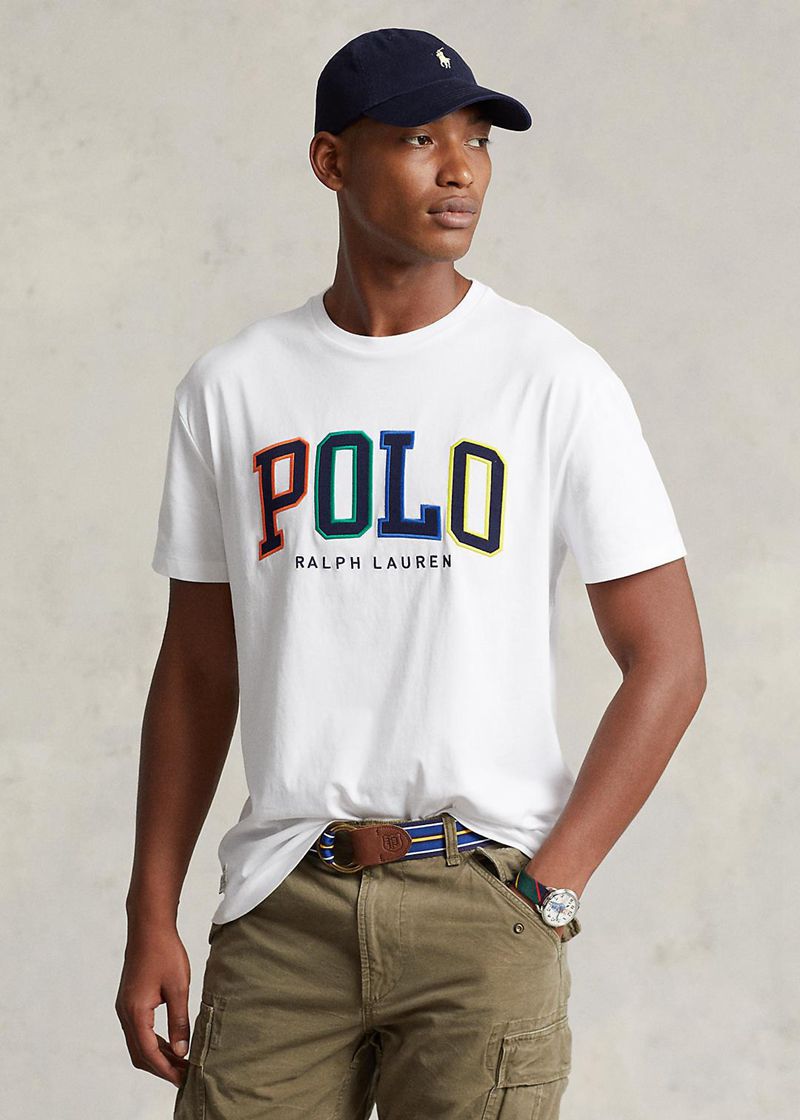 Camiseta Polo Ralph Lauren Hombre Classic Fit Logo Jersey Chile Blancas LBXFS-6978